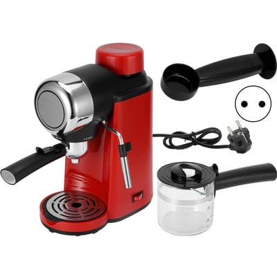 0.24L Koffiezetapparaat Mini Semi-automatisch 5 Bar Pomp Melkopschuimer Koffiemachine Rood