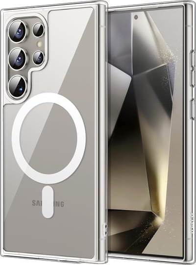 Geschikt voor Samsung Galaxy S24 Ultra 5G - Magnetische - Schokbestendig - Geschikt voor Mag Hoesje - Transparant