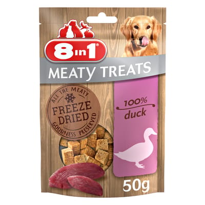 2x50g Meaty Treats 2 x eendenborst 8in1 Hondensnacks