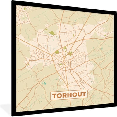 Fotolijst incl. Poster - Torhout - Kaart - Stadskaart - Plattegrond - Vintage - 40x40 cm - Posterlijst