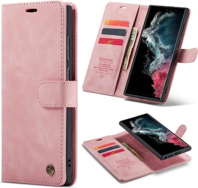 Casemania Hoesje Geschikt voor Samsung Galaxy S23 Ultra - Pale Pink - 2 in 1 Magnetic Book Case