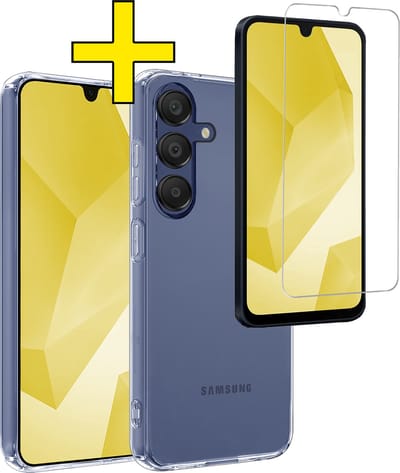 Hoesje - Met Screenprotector - Geschikt voor Samsung Galaxy A16 - Sterk & Shockproof - Back Cover - Siliconen Case - Telefoon Hoes - Telefoonhoesjes - Transparant