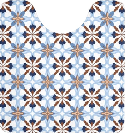 WC mat met uitsparing 55x60 cm - Antislip - Ornament - Tegel - Kleurrijk - Toiletmat met uitsnijding - Vloermat - Douchemat - Toilet tapijt - Toiletmatten