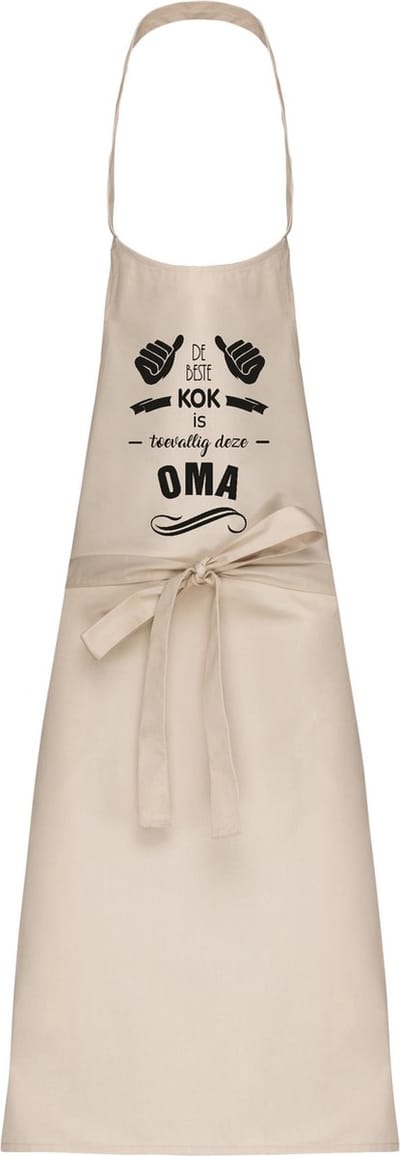 Cadeauschort - Tekstschort - Keukenschort met je naam - kookschort - verjaardag - moederdag - De beste kok is toevallig deze Oma - beige/kaki