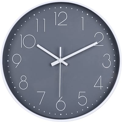 IvoQ Moderne Wandklok - Stil Uurwerk - Goed Leesbaar 3D Design - Ø 30 cm - Wit/Grijs