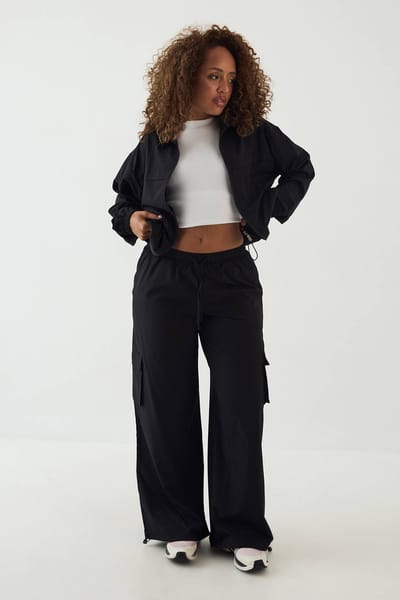 Dames Dsgn Studio Wijde Cargo Broek | Zwart | Maat: Medium
