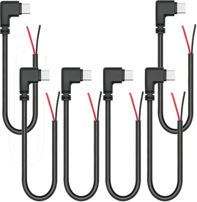 Allecto - USB Type-C Pigtail Kabel - 90° Hoek - 12V/3A - Geschikt voor DIY Projecten - 25cm - Hoogwaardige kabel - Duurzaam