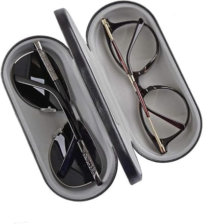 Brillenetui - Dubbel brillenetui, 2-in-1 dubbel brillenetui, hard etui, beschermt twee brillen (niet geschikt voor zonnebrillen)