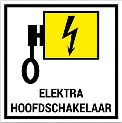 Elektra hoofdschakelaar bord | gecoat dibond materiaal | 10 x 10 cm