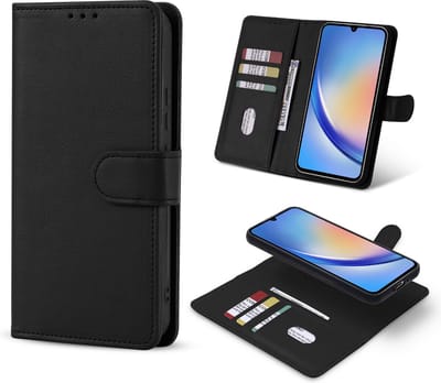 Casemania Hoesje Geschikt voor Samsung Galaxy A16 - Zwart - 2 in 1 Magnetic Afneembaar Book Case