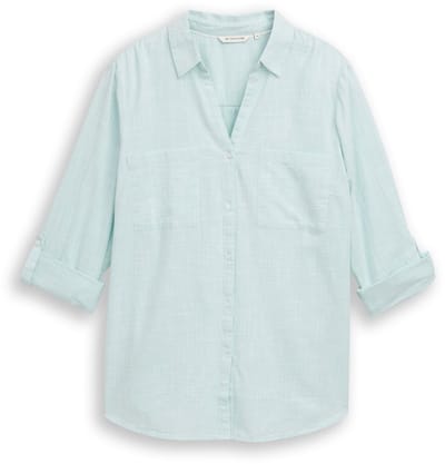 Tom Tailor - Plus Size - Blouse met borstzakjes - Maat 46 - new blue haze