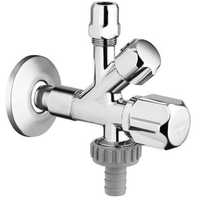 GROHE hoekstopkraan knel met teflon dichtingsring 1/2 x3/8 met kunststof greep chroom