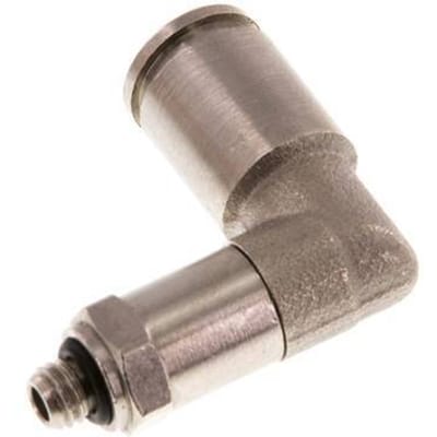 6mm x M 5 90 graden L-verbinding Messing Insteekfitting Buitendraad Lange Huls Draaibaar NBR