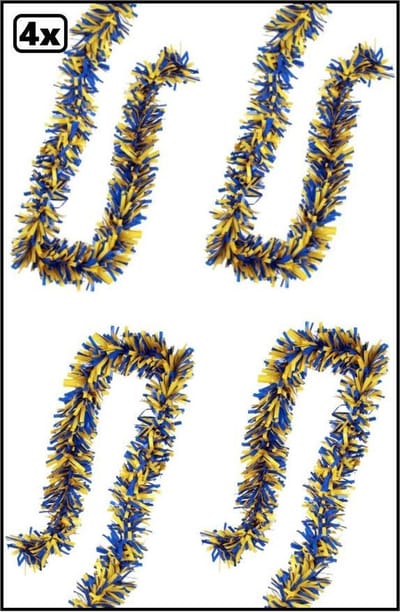 4x PVC folie draai guirlande blauw-geel 5 meter BRANDVEILIG