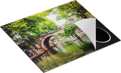 Chefcare Inductie Beschermer Dichtbegroeide Brug op de Oudegracht in Utrecht - 60x50 cm - Afdekplaat Inductie - Kookplaat Beschermer - Inductie Mat