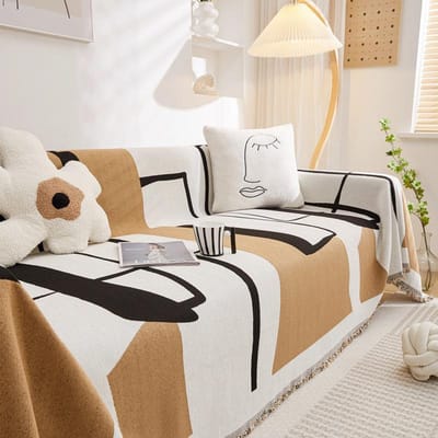 Verdikte Chenille Stoffen Bankhoes, Eenvoudige Moderne Geometrische All-inclusive Bankhoes, Anti-kattenkrab Universele Hoes 180*130cm