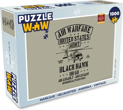Puzzel Mancave - Helikopter - Amerika - Vintage - Legpuzzel - Puzzel 1000 stukjes volwassenen