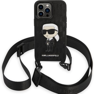 iPhone 14 Backcase- Karl Lagerfeld - Effen Zwart - Kunstleer