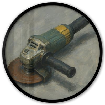 Poster in lijst Rond - Fotolijst 40x40 cm - Posters - Haakse slijper - Schilderij - Gereedschap - Ronde posterlijst zwart - Decoratie - Wanddecoratie woonkamer - Muurdecoratie slaapkamer