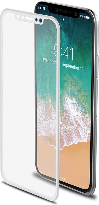 Screenprotector voor iPhone X/XS, Wit - Glas - Celly