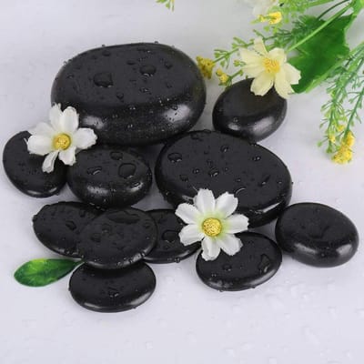 Massagestenen van lavasteen - 20 stuks in verwarmingskoffer - Hot Rocks Relaxing Stones voor gezichtsrugmassage - voor ontspanning en wellness in spa