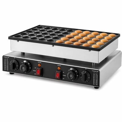 Jensaro Poffertjesmaker - Mini Pannenkoekenmaker - Voor 50 Stuks - 1700W - RVS - Antiaanbaklaag - Dubbele Temperatuurregeling
