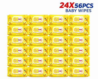 Dalin Baby Vochtige Doekjes – 24 x 56 Stuks – 1344 Alcoholvrije Babydoekjes voor de Gevoelige Huid – Voordeelverpakking - Dalin Bebek Islak Mendil - Dalin Baby Wet Pine