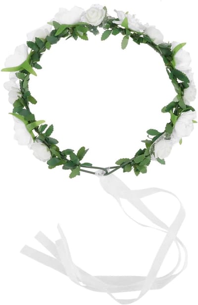 Bloemenkrans Bruidshoofddeksel - Bloemenhoofdband Slinger - Feest Bruiloft Fotoshoot - Ziet Eruit Als Echte Bloemen - 50cm Lengte - Wit