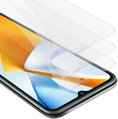 Cadorabo 3x Screenprotector geschikt voor Xiaomi RedMi 10C / POCO C40 - Beschermende Pantser Film in KRISTALHELDER - Getemperd (Tempered) Display beschermend glas in 9H hardheid met 3D Touch