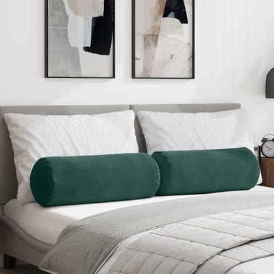 vidaXL Bolster Kussens 2 stuks Donkergroen Ø 25 x 70 cm Cordstof