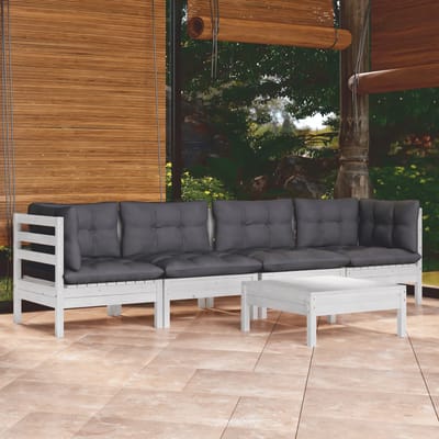 vidaXL - 5-delige - Loungeset - met - kussens - massief - grenenhout