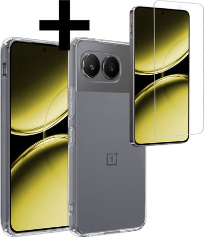 Hoesje - Met Screenprotector - Geschikt voor OnePlus Nord 4 - Sterk & Shockproof - Back Cover - Siliconen Case - Telefoon Hoes - Telefoonhoesjes - Transparant