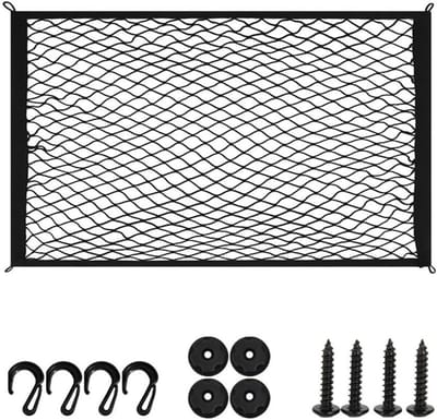 Opbergnet Bolderkar - Ladingnet Nylon - Lading Zekeren - Elastisch Ontwerp - 100 x 80 cm - Zwart