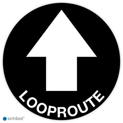 Simbol® - Vloerstickers Looproute met Pijl - Anti-Slip - Formaat ø 50 cm.