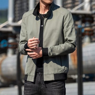 Nieuwe Herfstjas Heren Slim-fit Tiener Katoen Casual XXXXL gray