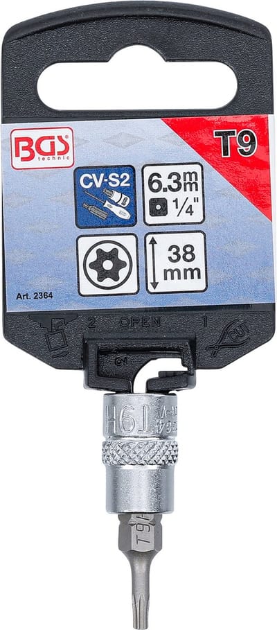 BGS Dopsleutelbit 1/4 Torx met boring T9