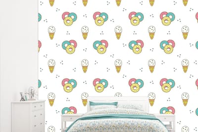 Behang - Fotobehang Patronen - IJs - Donus - Jongens - Kinderen - Kids - Breedte 315 cm x hoogte 260 cm