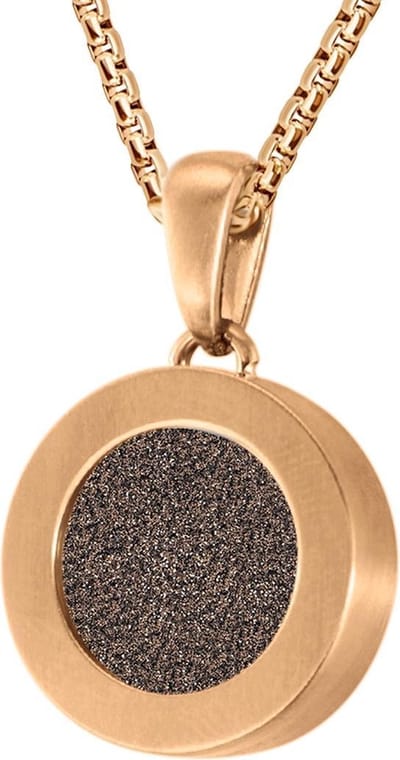Quiges 12mm Mini Munt Hanger Rosékleurig RVS Mat met Glitter Bruin Munt en Box Ketting Ankerketting 42-46cm