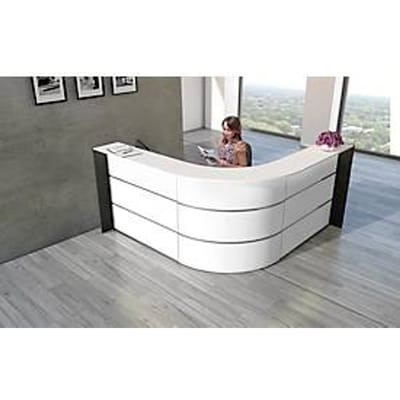 Hoekaanrecht Faro, met opbergruimte en zijpanelen, melamine gecoat, ABS randen, B 2320 x D 2320 x H 1120 mm, wit/antraciet