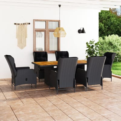 vidaXL - 7-delige - Tuinset - met - kussens - poly - rattan - donkergrijs