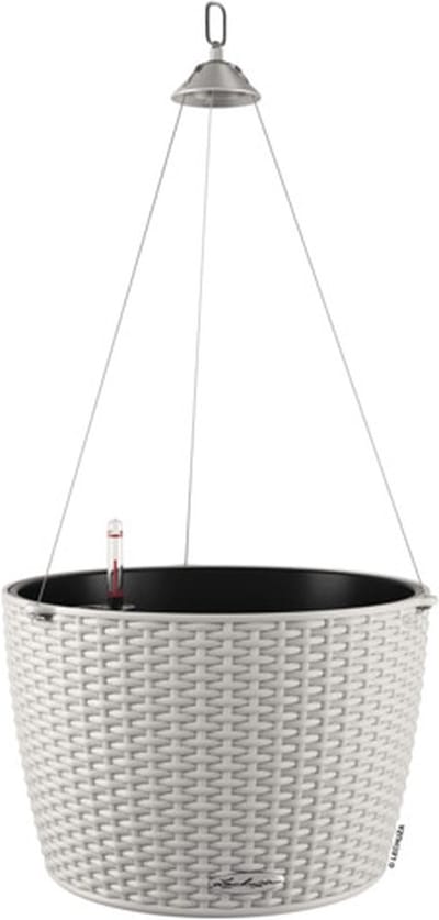 LECHUZA NIDO Cottage 35 - Plantenbak - met uitneembare binnenbak - met bewateringssysteem - ALL-IN-ONE set met LECHUZA-PON - lichtgrijs