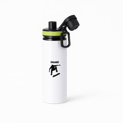 Hacebo® - Skateboarden met eigen naam waterfles met draaidop groen - Sport - Skateboarder - Skaten - water fles - 850ML