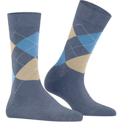 Burlington Queen gedessineerd katoen sokken dames blauw - maat 36-41