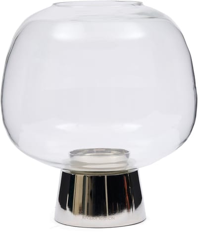 Riviera Maison Windlicht Zilver - Amadora op Voet met Ronde Kom - Glas - (ØxH) 25x27.5