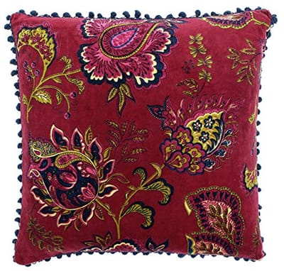 Vierkant Polyester Gevuld Kussen met Paisley Print en Pompons – 50 x 50 cm