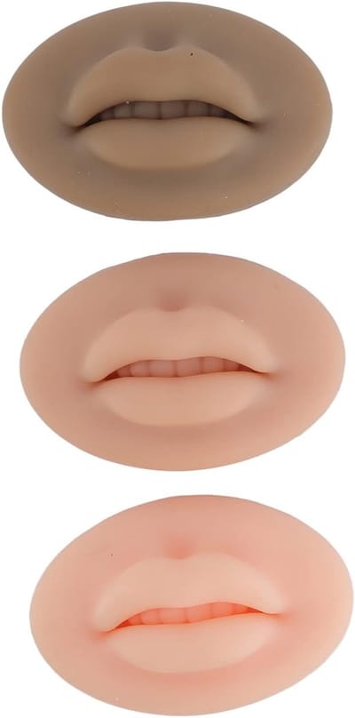 Set van 3 Silicone Sponsen voor Lip- en Huidtraining - Microblading, Tattoo Oefening en Make-up Training