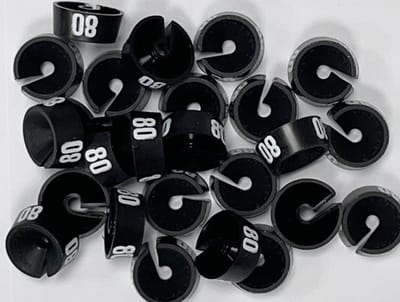 Bleijenberg Maatdopje maat 80 zwart - Maataanduiding voor kledinghangers per 25 stuks - Maatringetje Ø 20 mm - Kledinghangers - Kleerhanger - Kapstok - Mark-Brics - wisersizer