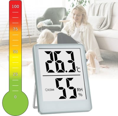 MKSS® Hygrometer - Weerstation Binnen en Buiten - Weerstations - Luchtvochtigheidsmeter - Licht Blauw