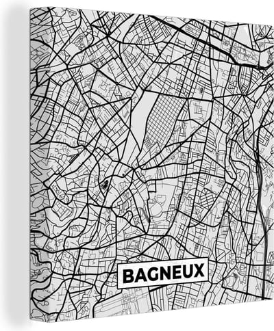 Canvas Schilderij Stadskaart - Frankrijk - Kaart - Bagneux - Plattegrond - 20x20 cm - Wanddecoratie