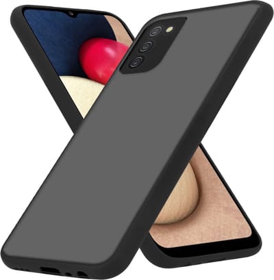 Cadorabo Hoesje geschikt voor Samsung Galaxy A02s in MATT ZWART - Hybride beschermhoes met TPU siliconen Case Cover binnenkant en matte plastic achterkant